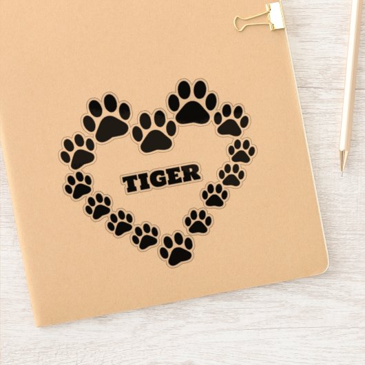 Custom Cat Paw Print Heart Vinyl Cut Decal Aufkleber (Notizbuch)