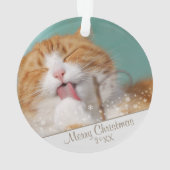 Custom Cat Pet Foto Weihnachtsfeiertag Keepake Ornament (Rückseite)