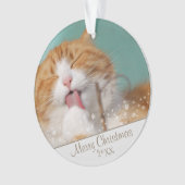 Custom Cat Pet Foto Weihnachtsfeiertag Keepake Ornament (Vorderseite)