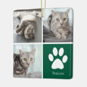 Custom Cat Photo Collage Cute Green Christmas Keramikornament (Links)