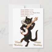Custom Cat Playing eine Gitarre Happy Birthday Car Dankeskarte (Vorderseite)