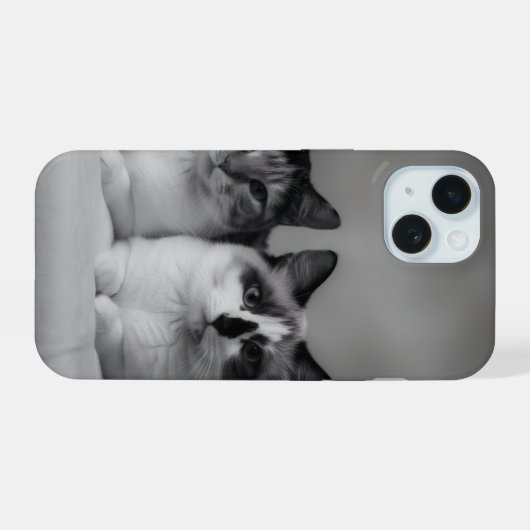 Custom Cat Portrait iPhone 15 Slim Fit Case  Hülle (Rückseite (Horizontal))