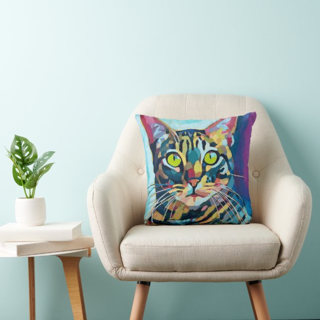 Custom Cat Portrait Painting -Forever Loved Pet Kissen (Stuhl )