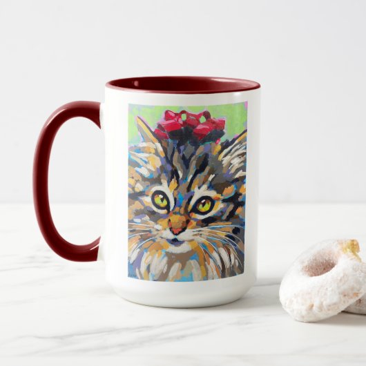 Custom Cat Portrait Painting -Forever Loved Pet Tasse (Mit Donut)