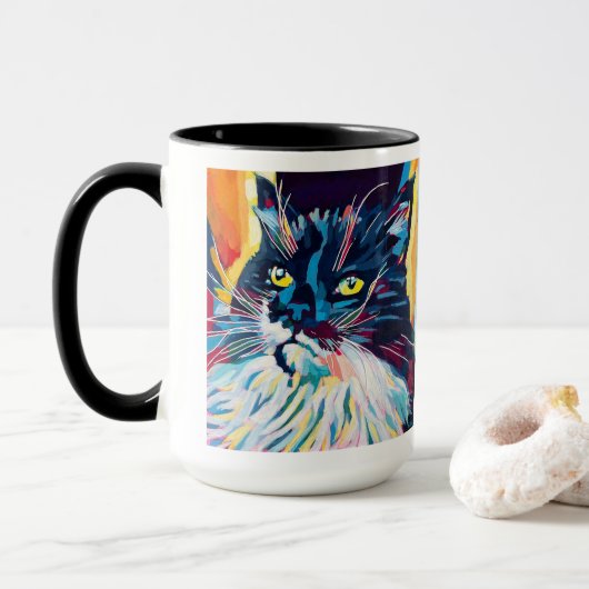 Custom Cat Portrait Painting - Forever Loved Pet Tasse (Mit Donut)