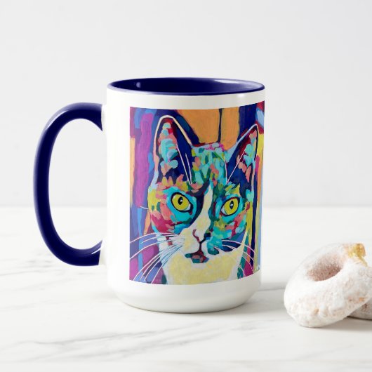 Custom Cat Portrait Painting - Forever Loved Pet Tasse (Mit Donut)