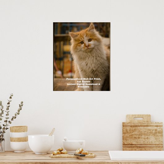 Custom Cat Portrait Poster - Digital Pet Art Print (Küche)