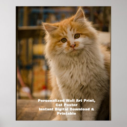 Custom Cat Portrait Poster - Digital Pet Art Print (Vorne)