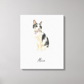 Custom Cat Portrait Watercolor Leinwanddruck