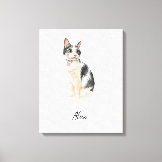 Custom Cat Portrait Watercolor Leinwanddruck (Vorderseite)
