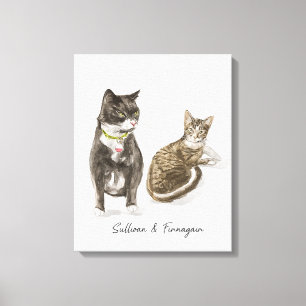 Custom Cat Portrait Watercolor Leinwanddruck