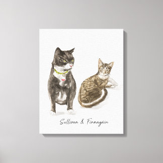 Custom Cat Portrait Watercolor Leinwanddruck