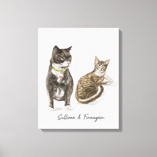 Custom Cat Portrait Watercolor Leinwanddruck (Vorderseite)