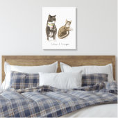 Custom Cat Portrait Watercolor Leinwanddruck (Insitu (Schlafzimmer))