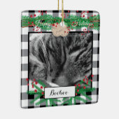 Custom Cat Schwarz-weiß Buffalo Karo Ornament (Rechts)
