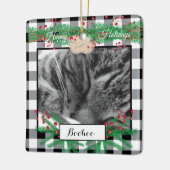 Custom Cat Schwarz-weiß Buffalo Karo Ornament (Links)