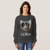 Custom Cat Shaped Foto Cat Lover Cat Mama Script Sweatshirt (Vorne ganz)