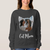 Custom Cat Shaped Foto Cat Lover Cat Mama Script Sweatshirt (Vorderseite)