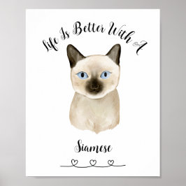 Custom Cat Siamese Pet Wall Art Poster