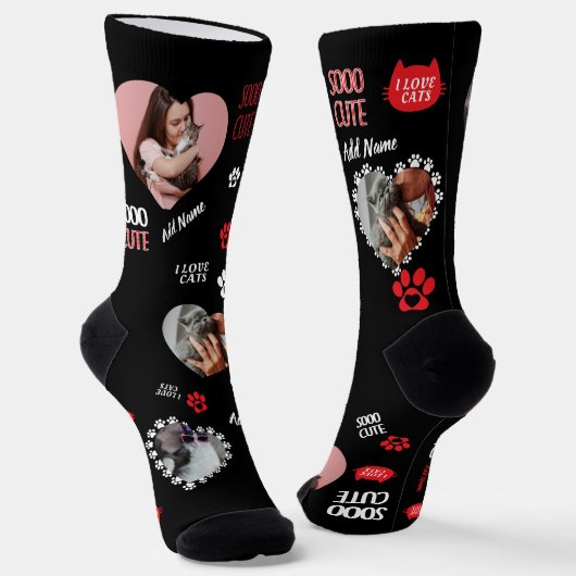 Custom Cat Socks Gift for Pet Lovers - Cat Photos Socken (Gewinkelt)