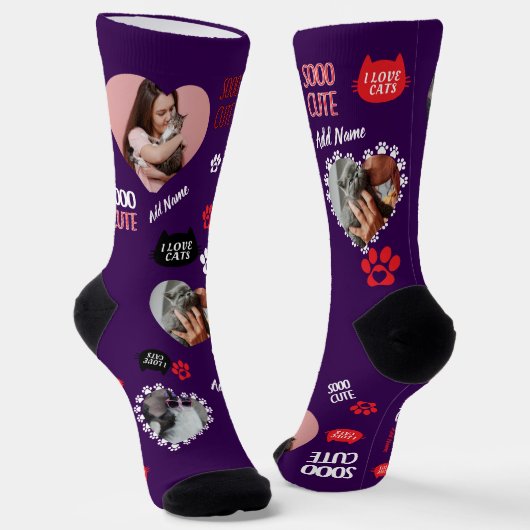 Custom Cat Socks Gift for Pet Lovers - Cat Photos Socken (Gewinkelt)