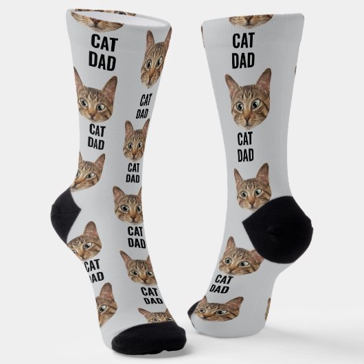Custom Cat Vater Socks Katzengesicht Socken Katzen (Gewinkelt)