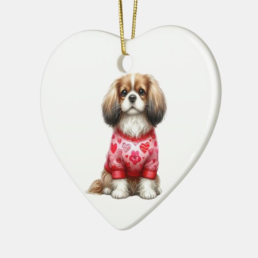 Custom Cavalier King Charles Spaniel Dog Valentine Keramik Ornament (Links)
