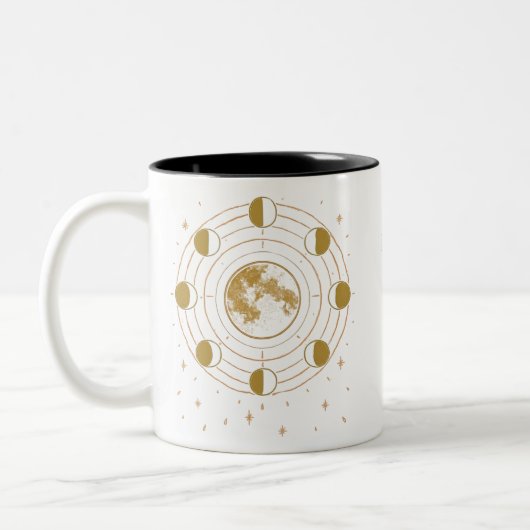 Custom Celestial Moon Phase Mug Zweifarbige Tasse (Links)