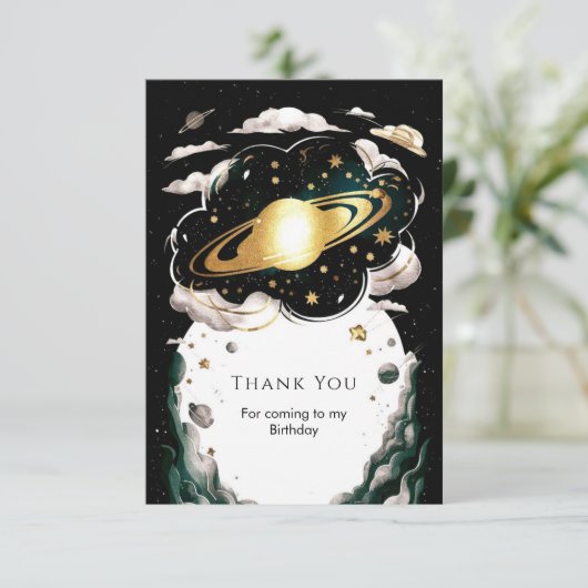Custom Celestial Space Geburtstag Dankeskarte (Stehend Vorderseite)