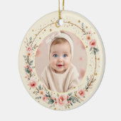 Custom Celestial Starry Baby First Christmas Photo Keramik Ornament (Links)