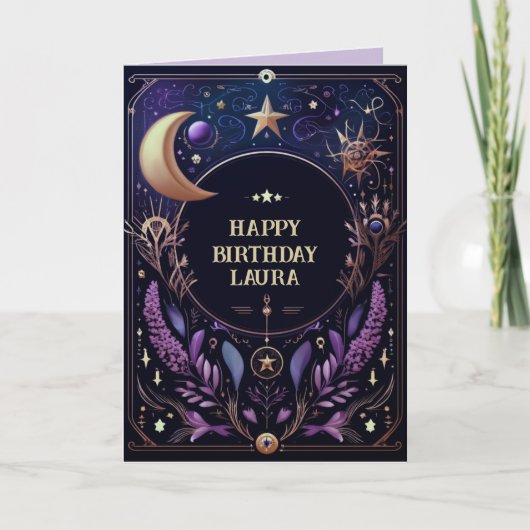 Custom Celestie Birthday Card Sun and Moon Karte (Vorderseite)