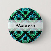 Custom Celtic Knot - Diamond Tile Blue Green Button (Vorderseite)