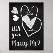 Custom Chalk hört: "Whill du mich heiraten?" Poster (Vorne)