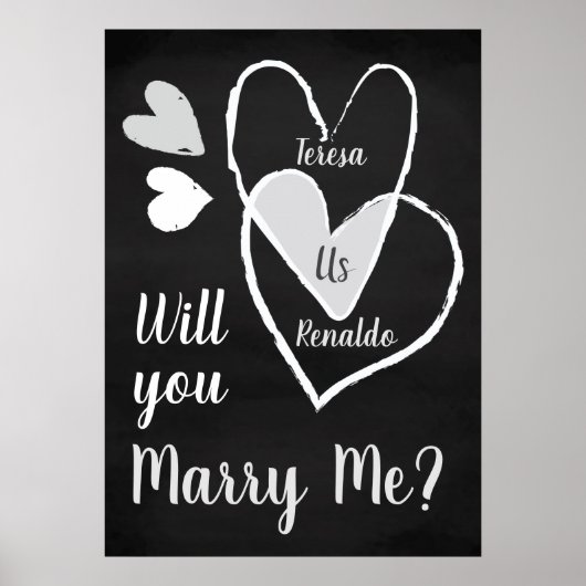 Custom Chalk hört: "Whill du mich heiraten?" Poster (Vorne)