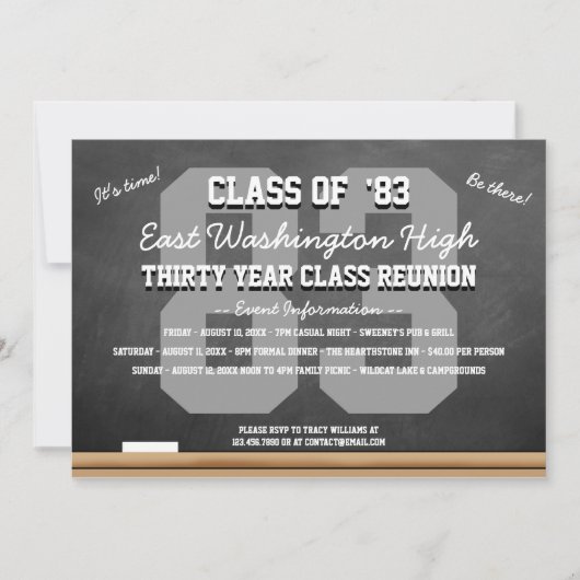 Custom Chalkboard High School Wiedersehen Einladung (Vorderseite)
