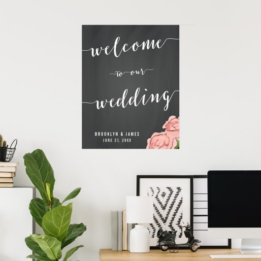 Custom Chalkboard Wedding Reception Zeichen 22x28 Poster (Heimbüro)
