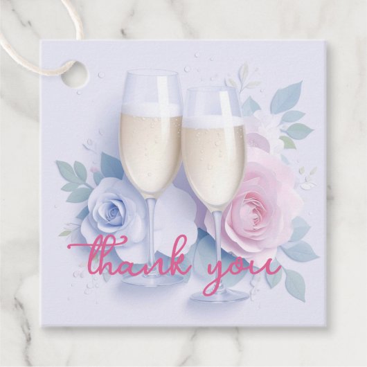 Custom Champagne Glasses Vielen Dank Geschenkanhänger (Vorderseite)