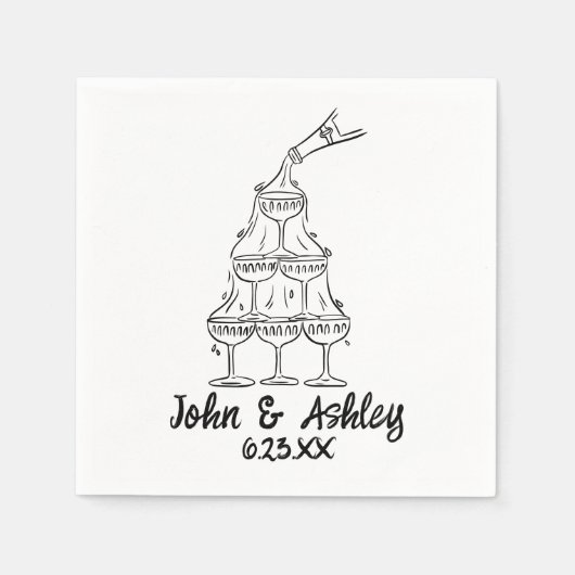 Custom Champagne Personalisiert Hochzeitsempfang Serviette (Vorderseite)