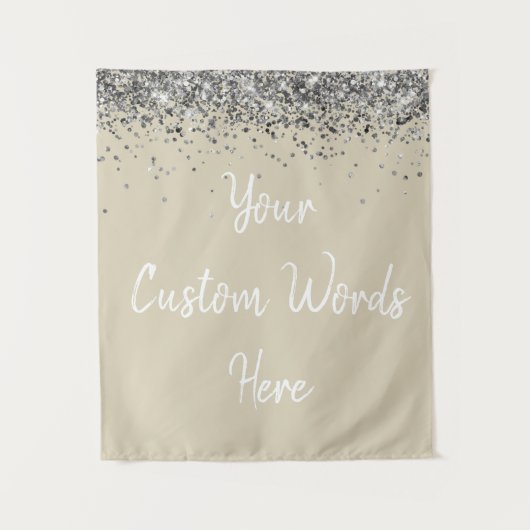 Custom Champagne & Silver Personalized Photo Booth Wandteppich (Vorderseite)