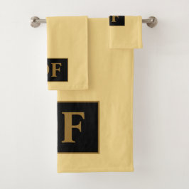 Custom Champagner mit Golden Initial Badetuch Set