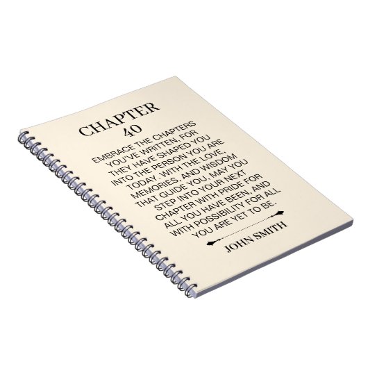 Custom Chapter 40 Birthday notebook Elegant 40th Notizblock (Rechte Seite)