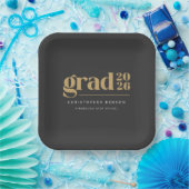 Custom Charcoal Gray Gold 2026 Graduation Pappteller (Party)