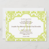 Custom Chartreuse Damask Wedding Einladungen (Vorderseite)