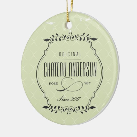 Custom chateau Rose Sec wine Christmas ornament (Links)