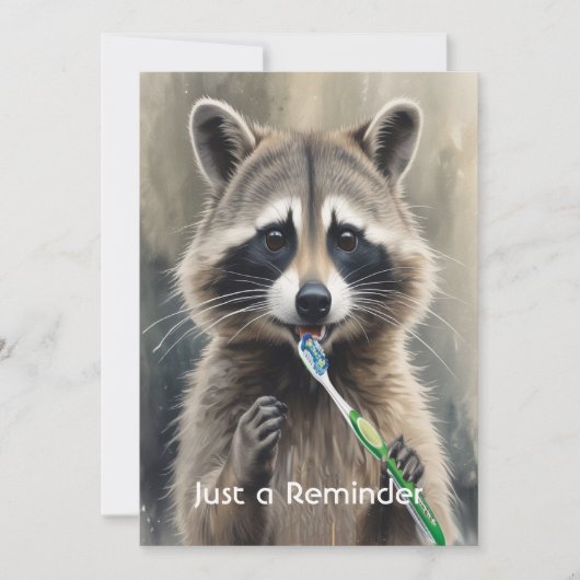 Custom Check up Reminder Dentist Fun Raccoon Einladung (Vorderseite)