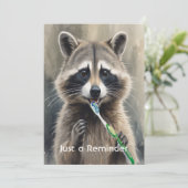 Custom Check up Reminder Dentist Fun Raccoon Einladung (Stehend Vorderseite)