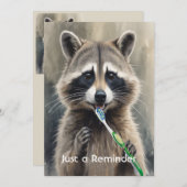 Custom Check up Reminder Dentist Fun Raccoon Einladung (Vorne/Hinten)