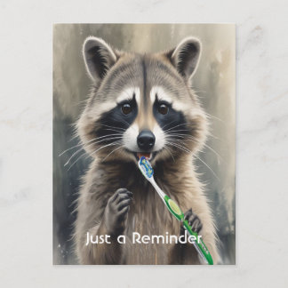 Custom Check up Reminder Dentist Fun Raccoon Postkarte