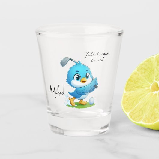 Custom Cheeky Golf Bird Cartoon Schnapsglas (Vorderseite)