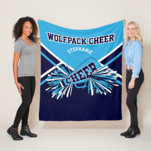 Custom - 📣 Cheerleader Blue, Navy Blue & White Fleecedecke